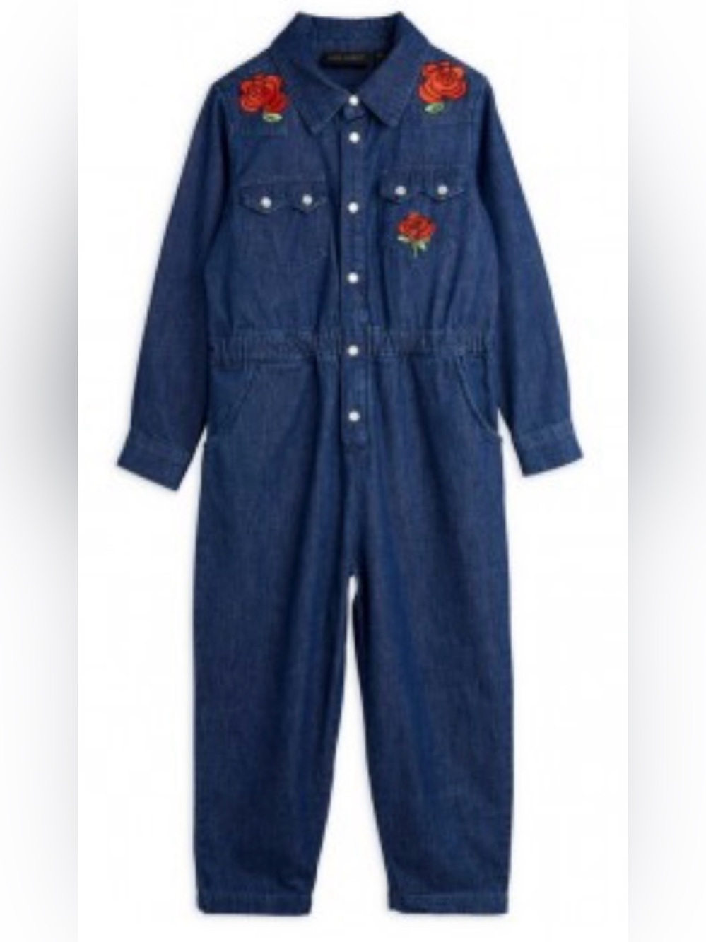 Mini Rodini Roses Denim Jumpsuit Sz 
4-5Y